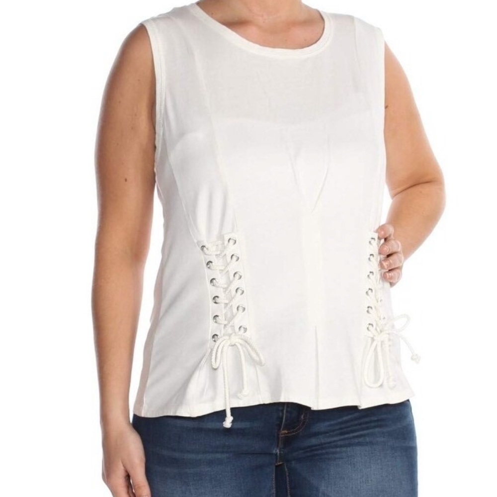 Laced up white tank